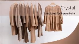  Presentation with females - Theme with row-of-different-brown-clothes background and a  colored foreground