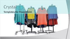  Presentation with females - PPT theme having row-of-different-clothes-dress background and a  colored foreground