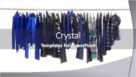  Presentation with females - Presentation theme with row-of-different-clothes-dress background and a  colored foreground
