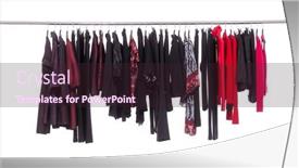  Presentation with females - Slides featuring row-of-different-clothes-dress background and a  colored foreground