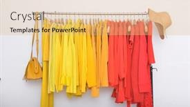  Presentation with straw - Theme featuring row-of-different-colorful-clothes background and a yellow colored foreground