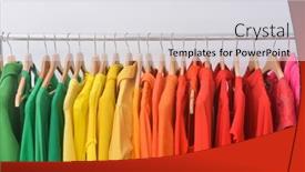  Presentation with clothes - Theme enhanced with row-of-different-colorful-clothes background and a light gray colored foreground