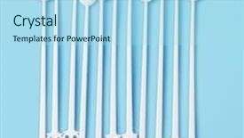  Presentation with plastic - Presentation theme consisting of row-of-disposable-plastic-stirrers background and a light blue colored foreground