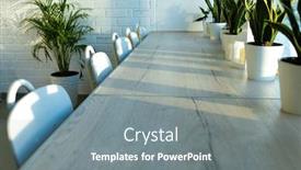  Presentation with cafeteria - Amazing slide deck having row-of-domestic-green-plants backdrop and a gray colored foreground