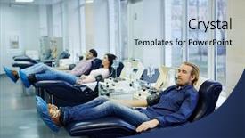  Presentation with platelets - Audience pleasing presentation theme consisting of row of donors checking blood backdrop and a light blue colored foreground