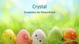  Presentation with easter - Presentation consisting of row of easter eggs background and a cool aqua colored foreground