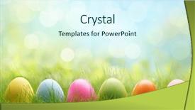  Presentation with easter - PPT theme enhanced with row of easter eggs background and a cool aqua colored foreground