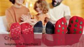  Presentation with intercultural - Slide deck consisting of row-of-feet-of-young background and a red colored foreground