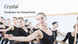  Presentation with ballet - Audience pleasing PPT theme consisting of row of female ballet dancers backdrop and a white colored foreground