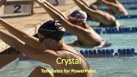  Presentation with swim - Slide deck consisting of row of female swimmers holding background and a tawny brown colored foreground