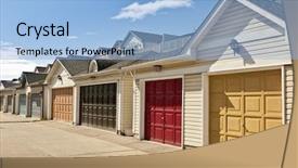  Presentation with red garage door red metal - PPT theme consisting of young girl shackled with a background and a coral colored foreground