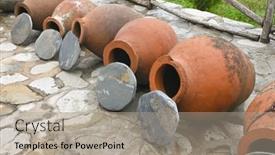  Presentation with vessels - Presentation theme with row-of-georgian-traditional-wine background and a light gray colored foreground