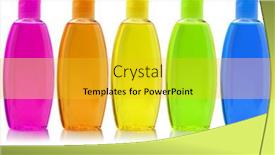  Presentation with shampoo - Audience pleasing slide deck consisting of row-of-hair-shampoo backdrop and a gold colored foreground