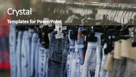  Presentation with jeans - PPT theme featuring row of hanged blue jeans background and a gray colored foreground