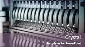  Presentation with data center - Theme featuring row-of-hard-disks-used background and a gray colored foreground