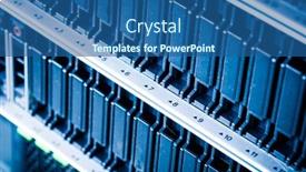  Presentation with storage - Audience pleasing presentation design consisting of row-of-hard-disks-used backdrop and a ocean colored foreground