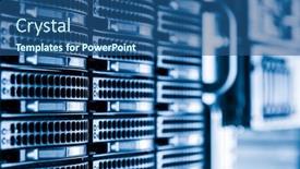  Presentation with data center - Amazing slide deck having row-of-hard-disks-used backdrop and a  colored foreground