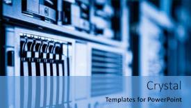  Presentation with data center - Presentation enhanced with row-of-hard-disks-used background and a  colored foreground