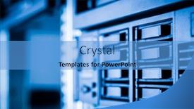  Presentation with storage - Presentation with row-of-hard-disks-used background and a teal colored foreground