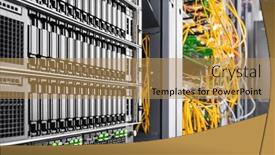  Presentation with data center - Presentation design enhanced with row-of-hard-disks-used background and a yellow colored foreground