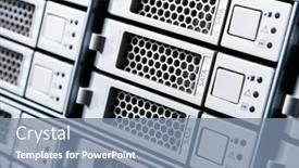  Presentation with data - Slide deck featuring row-of-hard-drives-serving background and a seafoam green colored foreground