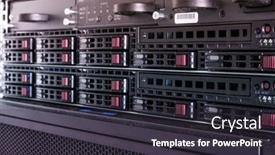  Presentation with data - Presentation design consisting of row-of-hard-drives-serving background and a wine colored foreground