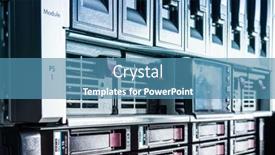  Presentation with data - Presentation theme having row-of-hard-drives-serving background and a teal colored foreground