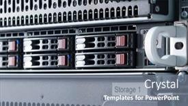  Presentation with data - Slide deck enhanced with row-of-hard-drives-serving background and a gray colored foreground