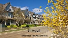  Presentation with toronto - Amazing presentation theme having row of houses on spring backdrop and a coral colored foreground