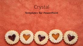  Presentation with heart love - Colorful slide set enhanced with row of jam heart biscuits backdrop and a red colored foreground