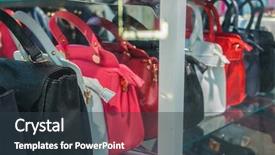  Presentation with leather - Cool new PPT layouts with row of ladies leather handbags backdrop and a tawny brown colored foreground