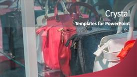  Presentation with arabic ladies - Slide deck consisting of row of ladies leather handbags background and a ocean colored foreground