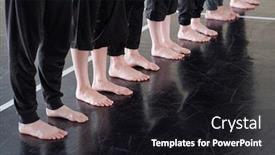  Presentation with dancing - PPT layouts with row-of-legs-of-barefoot background and a dark gray colored foreground