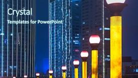  Presentation with street lighting - Slides with row of lighting street lamps background and a  colored foreground