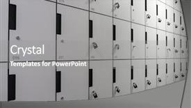 Presentation with stainless steel - PPT theme having row of locker box - stainless background and a gray colored foreground