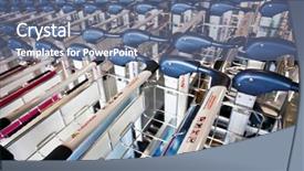  Presentation with luggage - Slide set enhanced with row of luggage carts in the airport background and a ocean colored foreground