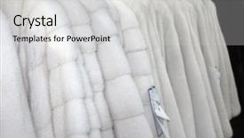  Presentation with coats - Beautiful presentation theme featuring row of many fur coats backdrop and a light gray colored foreground
