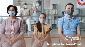  Presentation with vaccination - PPT theme enhanced with row-of-mature-woman background and a coral colored foreground