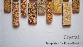  Presentation with energy bars - Amazing slide set having row-of-mixed-gluten-free backdrop and a light gray colored foreground