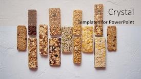  Presentation with snack bars - Slide set with row-of-mixed-gluten-free background and a coral colored foreground