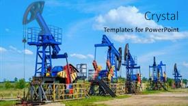  Presentation with oil field - Slide set having row-of-modern-pumps-extracting background and a light blue colored foreground