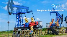  Presentation with oil field - PPT theme with row-of-modern-pumps-extracting background and a teal colored foreground