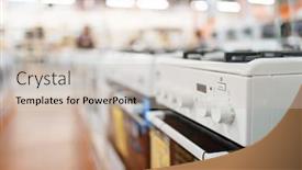  Presentation with electronics - Cool new PPT layouts with row-of-new-gas-stoves backdrop and a soft green colored foreground