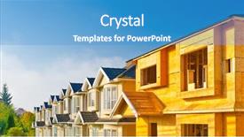  Presentation with under construction - Presentation theme consisting of row of new houses with one still under construction background and a teal colored foreground
