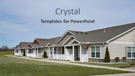  Presentation with apartments - Presentation theme consisting of row-of-one-story-adjoining background and a light blue colored foreground