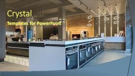  Presentation with retail store - Audience pleasing theme consisting of row-of-ovens-an-gas backdrop and a tawny brown colored foreground