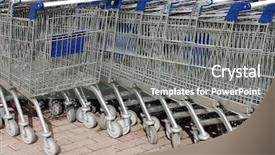  Presentation with supermarket - Colorful slide set enhanced with row of parked trolleys in supermarket backdrop and a gray colored foreground