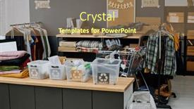  Presentation with garbage bins - Presentation theme featuring row-of-plastic-garbage-bins background and a violet colored foreground