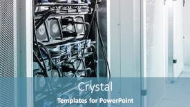  Presentation with server room - PPT layouts consisting of row-of-racks-with-data background and a teal colored foreground