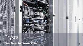  Presentation with server room - Slide set consisting of row-of-racks-with-data background and a gray colored foreground
